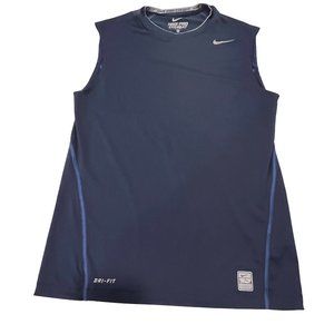 Nike Men's Pro Combat Dri Fit Fitted Sleeveless Shirt, Navy, M
